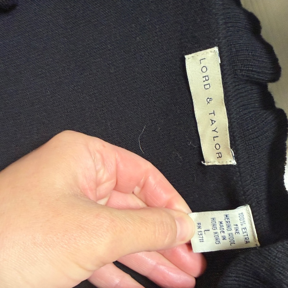 Lord & Taylor Black tie front shrug Sweater - Picture 2 of 5